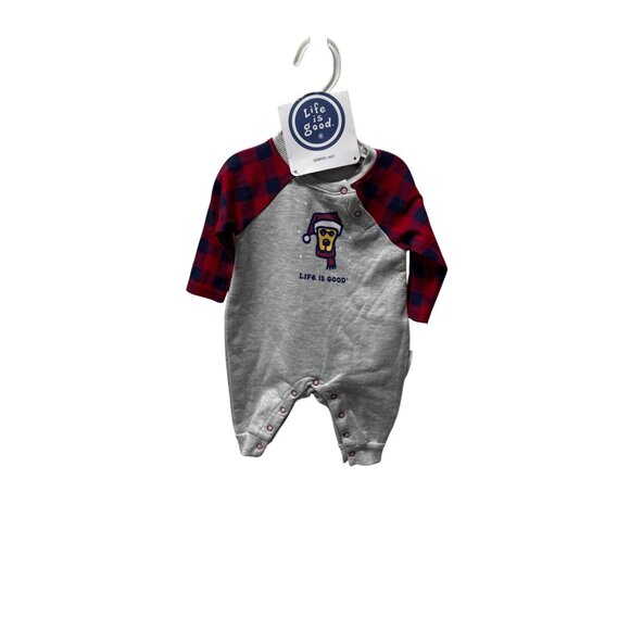 Life is Good Dog Christmas Romper Hat Set Bodysuit Unisex Infant Size 0-3mo - Picture 1 of 6